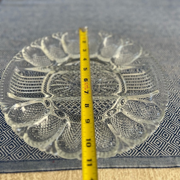 Deviled Egg & Relish Plate, 11" Crystal Platter Vintage Diamond Shape Cut Party - Picture 16 of 16